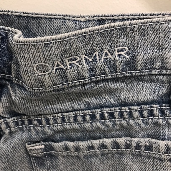 CARMAR Embroidered Shorts 26 denim jeans frayed destroyed light wash blue - Picture 8 of 12